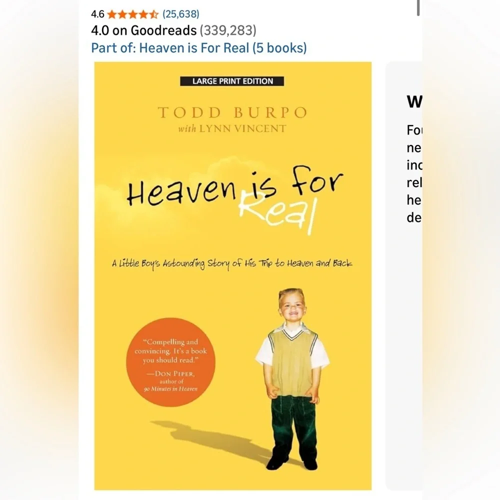 Heaven is for Real Book by Todd Burpo
